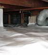 A Dieppe crawl space moisture system with a low ceiling
