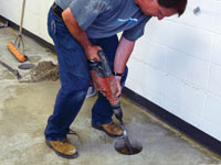 Coring the concrete of a concrete slab floor in New Glasgow