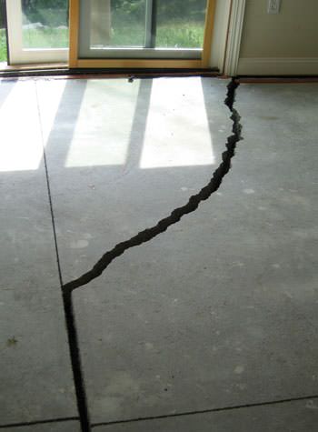 severely cracked foundation slab floor in Shediac