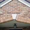 Major tuckpointing on a home archway over a door, with tuckpointing several inches wide that has failed on a Moncton home
