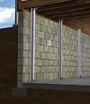 I-beam foundation wall supports installed in a North Sydney basement.