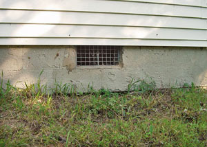 Open crawl space vents that let rodents, termites, and other pests in a home in Lower Sackville