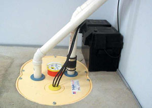 Bedford installation of a submersible sump pump system