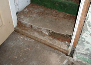 A flooded basement in Rothesay where water entered through the hatchway door
