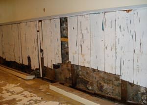 A wet, flooded finished basement in Yarmouth