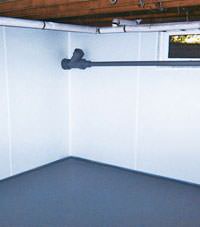 Plastic basement wall panels installed in a Glace Bay, Nova Scotia & New Brunswick home