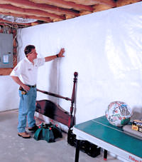 Plastic 20-mil vapor barrier for dirt basements, Glace Bay, Nova Scotia & New Brunswick installation